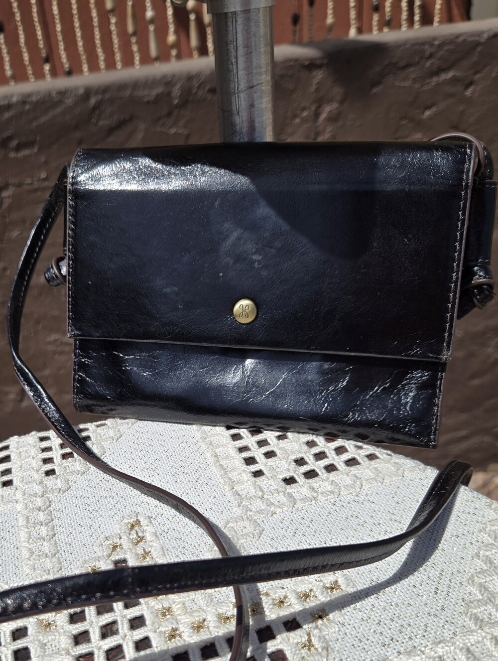 Hobo Mini Crossbody Bag with Gold Button Accent